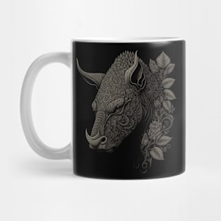 rhinoceros decorated with Javanese ornaments Mug